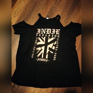 Black Cold Shoulder Graphic Tee